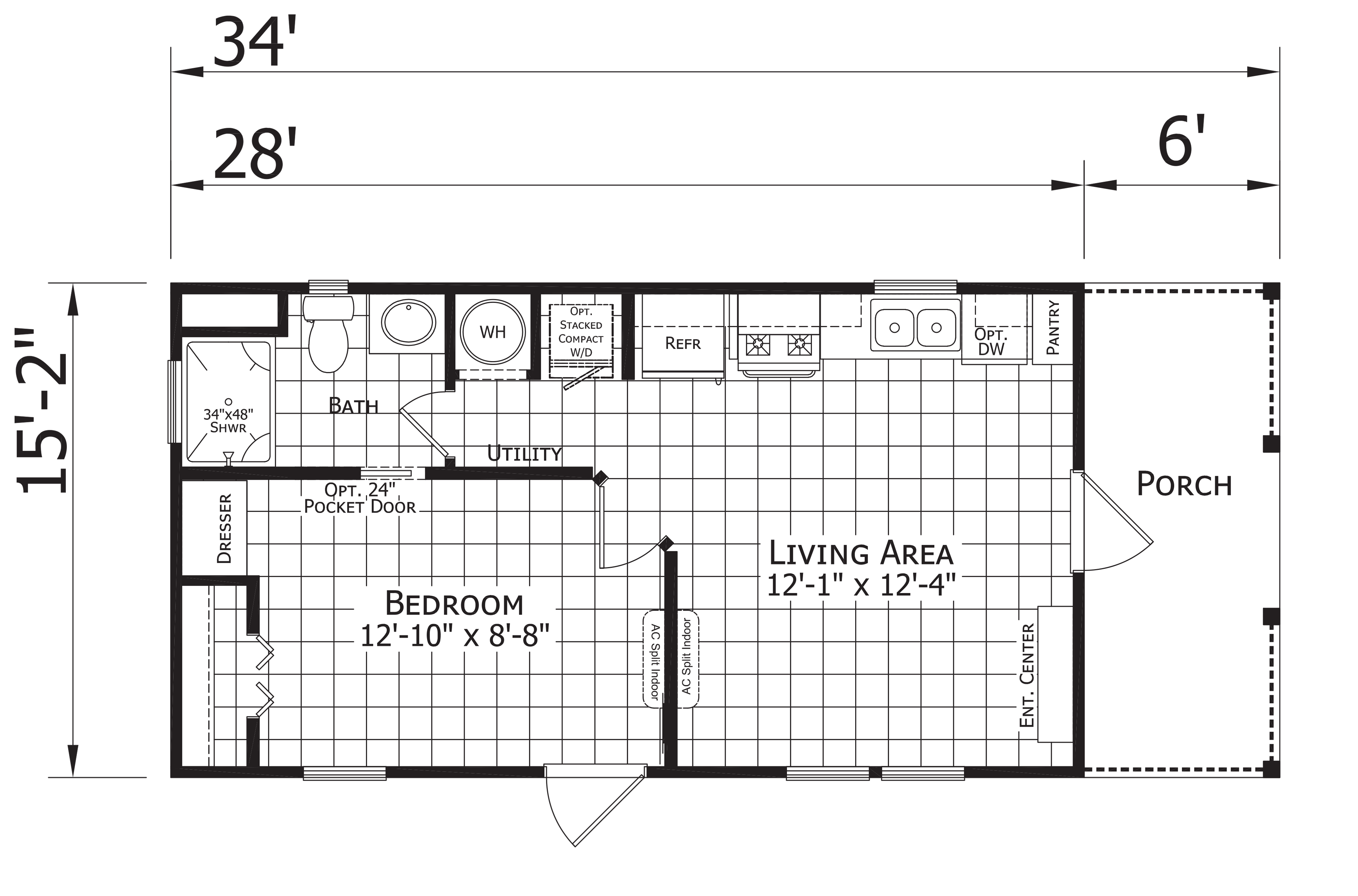 Floor plan for Compact Cabin 1628H