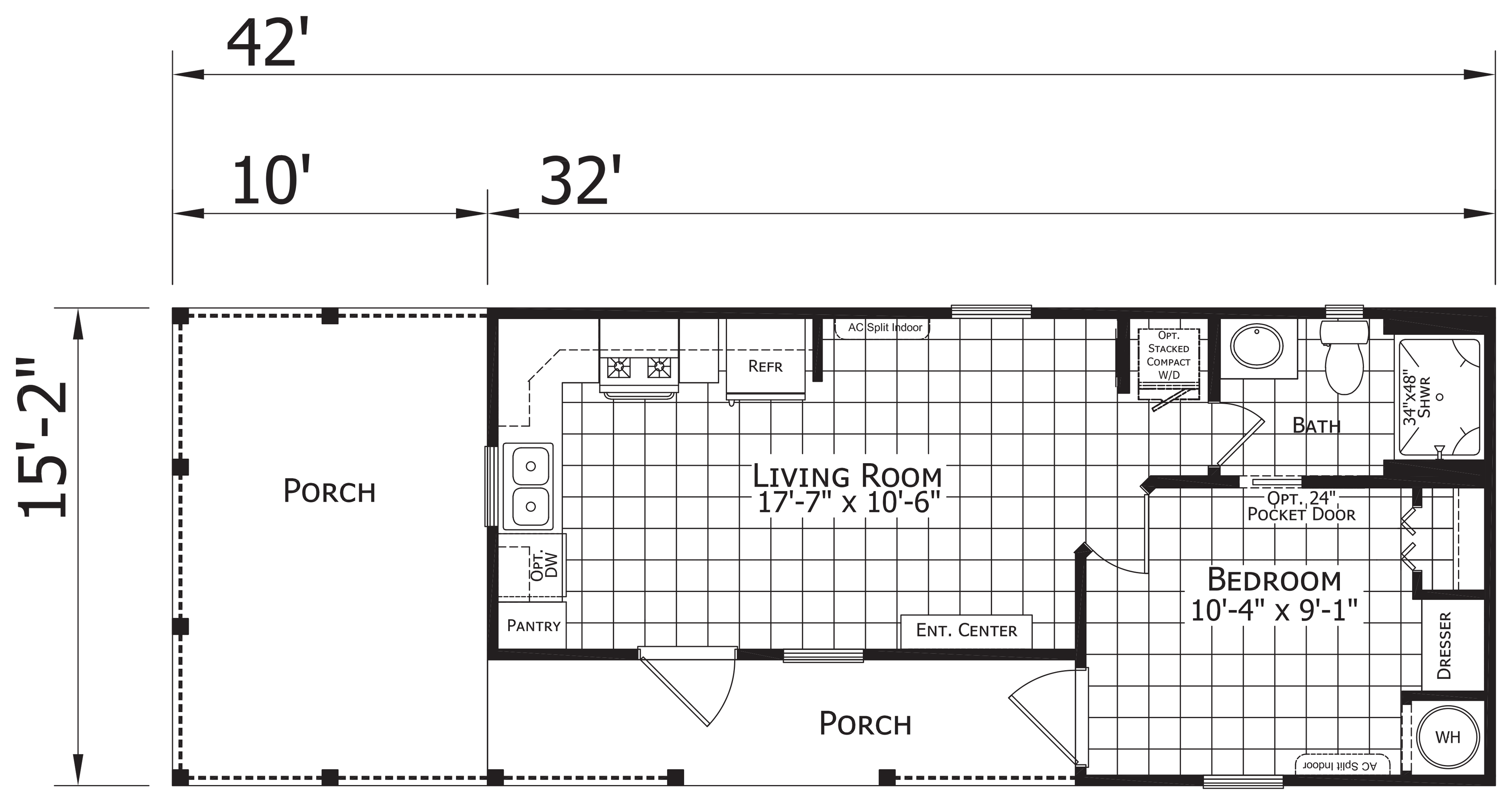 Floor plan for Compact Cabin 1642H